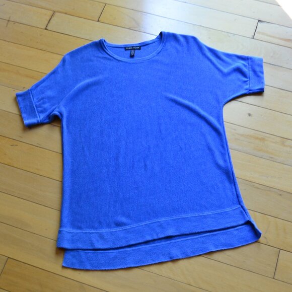 Eileen Fisher Silk Blend Short Sleeves Top Sweater Size S/P Blue - Picture 1 of 10